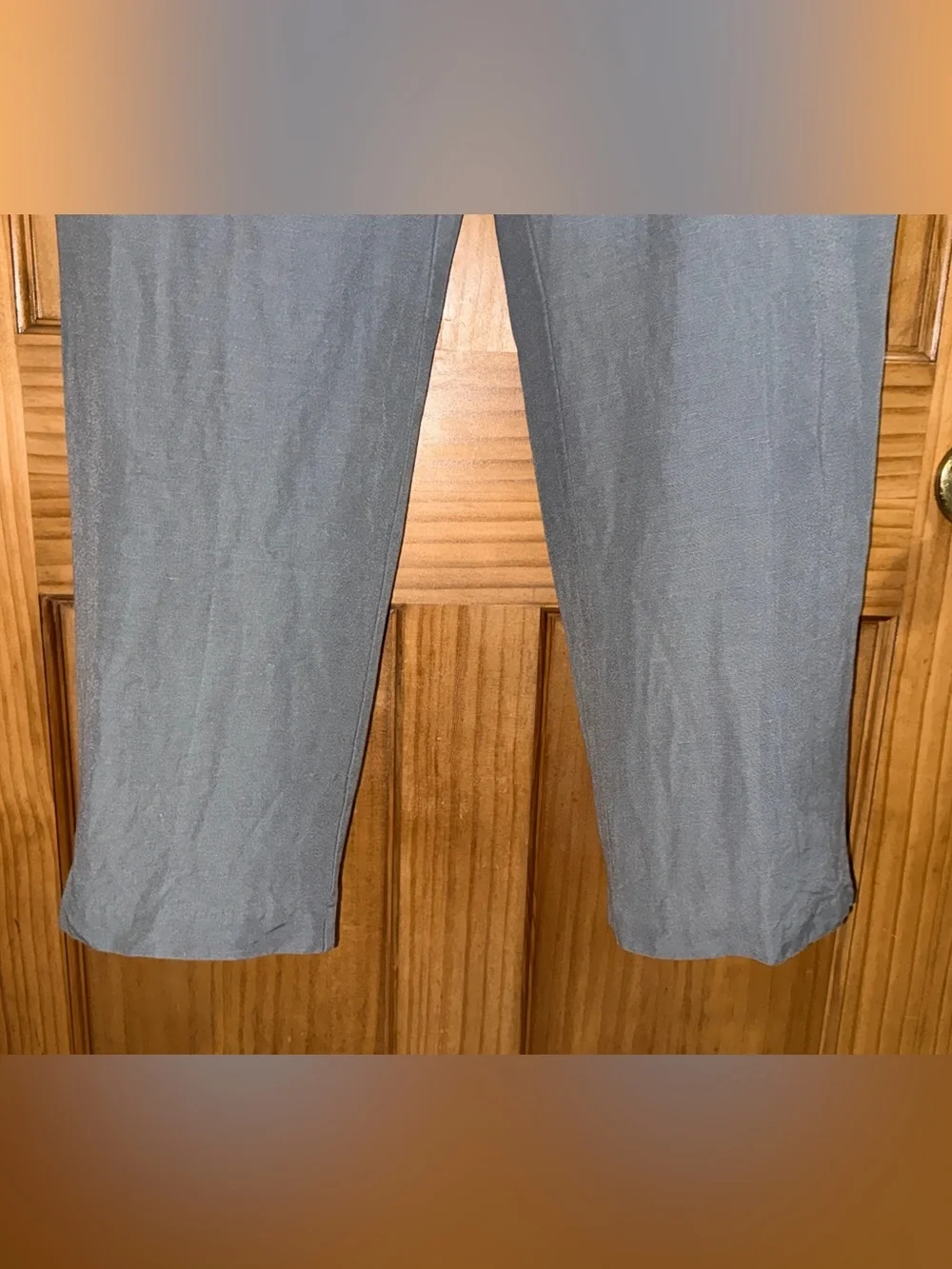Men's Light Gray Linen Blend Casual Trousers - Classic Straight Fit-36x30-EC